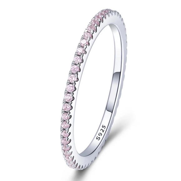 Jewelry - 925 Sterling Silver Pink Band Ring